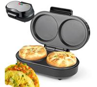 Machine à omelettes double machine à omelettes, plaques à revêtement antiadhésif, 2 plaques de cuisson individuelles avec poignée Cool Touch, appareil de petit déjeuner compact et facile à nettoyer