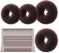 Machine À Pain Donut, 4pcs Cheveux Donuts Chignons Et 30 Épingles À Cheveux, Machine À Chignon Pour Les Danseurs, Les Enfants, Les Filles Et Les Femmes, 6+8+10+12cm(Marron Foncé)