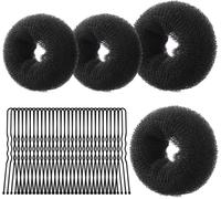 Machine À Pain Donut, 4pcs Cheveux Donuts Chignons Et 30 Épingles À Cheveux, Machine À Chignon Pour Les Danseurs, Les Enfants, Les Filles Et Les Femmes, 6+8+10+12cm(Marron Foncé)