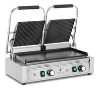 Machine à panini double - Ribbed + Flat - Royal Catering - 3,600 W RCPKG-3600-M