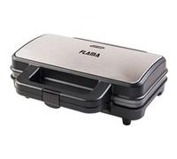 Machine à pain Flama Machine à panini Inox 4970FL, 900W, plaques de gril fixes, revêtement antiadhésif, acier inoxydable brossé, 2 cavités, verrouillage de sécurité