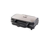 Machine à panini Inox 4970FL, 900W, plaques de gril fixes, revêtement antiadhésif, acier inoxydable brossé, 2 cavités, verrouillage de sécurité