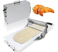 Machine à pâte manuelle en acier inoxydable avec épaisseur réglable de 0 à 17,5 mm, rouleau à pâtisserie commercial pour pizza, boulangerie, croissants, fondant