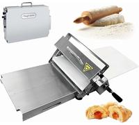 Machine à pâte manuelle professionnelle | Rouleau à pâtisserie en acier inoxydable avec 10 réglages d'épaisseur réglables (0-27 mm) | Moulin à pâte pliable pour boulangerie, pizza, croissants | Gain