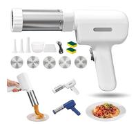 Machine à pâtes électrique 5 en 1 sans fil, avec 5 moules interchangeables pour spaghettis, linguine, saucisses et murukku, facile à nettoyer. (WHITE)