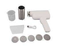 Machine à pâtes électrique automatique et rechargeable, portable, presse à nouilles avec 5 moules à nouilles pour la cuisine, en acier inoxydable ABS PP 30,7 x 23,4 cm (Blanche)
