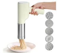 Machine à pâtes électrique portable, machine à pâtes automatique rechargeable avec 5 moules en acier inoxydable et gobelet doseur 20s de pâtes rapides pour nouilles faites maison, spaghetti, macaronis