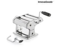 InnovaGoods - Machine à Pâtes Fraîches Multifonction, Pétrit, Coupe, 3 Types de Pâtes: Spaghettis, Tagliatelles, Lasagnes, Réglage Épaisseur 8 Niveaux, Métal, Gris, Taille Moyenne
