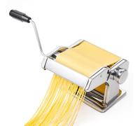 Machine à Pâtes Manuelle en Acier Inoxydable, Argenté Laminoir a Pate | avec 7 Réglages d'épaisseur, Machine à Pâtes Fraîches avec 2 Rouleaux de Coupe pour Lasagnes, Tagliatelles et Spaghettis