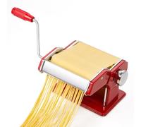 Machine à Pâtes Manuelle en Acier Inoxydable, Rouge Laminoir a Pate | avec 7 Réglages d'épaisseur, Machine à Pâtes Fraîches avec 2 Rouleaux de Coupe pour Lasagnes, Tagliatelles et Spaghettis