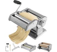 Machine à pâtes manuelle Machine à pâtes - 9 étapes - 0,3-3 mm réglable - Machine à pâtes pour lasagnes, raviolis, spaghettis, tagliatelles - Coupeuse de pâtes inoxydable résistante à la corrosion