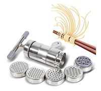 Machine à Pâtes Manuelle Portable, Acier Inoxydable, 5 Embouts, Facile à Utiliser et Nettoyer - Polyvalente pour Nouilles et Extraction de Jus, Usage Domestique et Restaurant