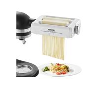 VEVOR Rouleau à Pâtes pour KitchenAid 3-en-1 Accessoire à Pâtes pour Robot Pâtissier avec Laminoir et 2 Rouleaux Découpeurs en Inox 8 Réglages d’Épaisseur 0,3-2 mm pour Spaghetti Tagliatelle Tortillas
