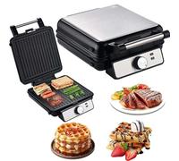 Machine à petit-déjeuner, gaufrier électrique 1600 W avec chauffage double face, revêtement antiadhésif, bouton de réglage de la température à 3 positions, grille-pain à sandwich pour la maison