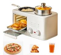 Machine À Petit-déjeuner Multifonction 4 en 1, Machine Tout-en-un de 1 200 W avec Four de 8 L Et Marmite Profonde de 0,8 L, Minuterie de 60 Minutes, Petite Poêle Antiadhésive pour la Maison Et Le