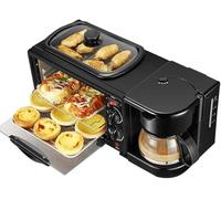 Machine À Petit-déjeuner Multifonction, Four Grille-pain Compact avec Cafetière Et Plaque Chauffante, Poêle À Frire, pour Petites Cuisines Et Appartements