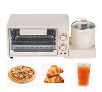 Machine À Petit-déjeuner Multifonctionnelle 4 en 1, Machine Tout-en-un pour Cuire Et Griller avec Four de 8 L Et Marmite Profonde de 0,8 L, Petite Machine À Petit-déjeuner À Vapeur en Acier Inoxydable