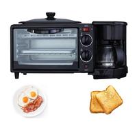 Machine à petit-déjeuner multifonctionnelle de 9 litres, grille-pain avec poêle frire, antiadhésive, four portable, machine café