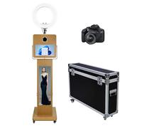 Machine à photomaton lumineuse avec écran tactile miroir et écran LCD divisé - Station de selfie - Support de cabine photo pour événements (machine + appareil photo)