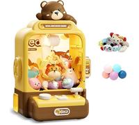 Machine à pince pour enfants, mini distributeur automatique ours avec 10 poupées et 10 jouets gashapon