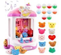 Machine à Pinces avec Musique, Distributeur de Bonbons Jeu d'arcade avec 10 Peluches et 10 Œufs à Surprise, Candy Grabber Machine, Cadeau d'anniversaire pour Fille ou Garçon de 3-8 Ans, Licorne