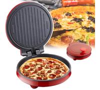 Machine à pizza électrique avec plaque antiadhésive, chauffage double face pour pizzas, quiches et crêpes maison rapides