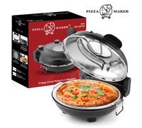 Machine à pizza électrique Klaif 420 ℃ Four à pizza 12 pouces 1200W avec 5 niveaux de température séparés, plaque en pierre résistante aux flammes, cuisson en 10 minutes red