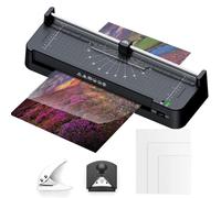 Machine à Plastifier Thermique A3, Machine à Plastifier de Bureau avec Perforateur Coupe-papier, Arrondisseur de Coins - Idéal pour La Maison, Le Bureau, L'école