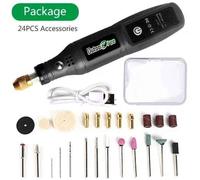 Machine À Polir À Chargement Multifonctionnel 3.7v,Perceuse Sans Fil,Outil De Polissage,Outil Rotatif Usb,Travail Du Bois,Bricolage Dremel - Type Black With 24pcs
