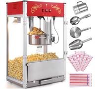 Machine à Pop Corn 1615 W-VEVOR-Appareil à Pop-corn de Comptoir Électrique-avec Verre Trempé, 3 Cuillères en Acier Inoxydable