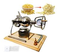 machine à pop-corn, 2023New Machine à pop-corn manuelle for la maison, mini machine à pop-corn à manivelle de 260 ml, en acier inoxydable 304, rétro, manivelle, chauffage lent avec jauge adaptée