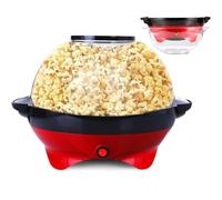 Machine a Pop Corn, Appareils à Pop Corn 5,5 L Pour la Maison, Popcorn Machine Sucre & Huile avec Revêtement Antiadhésif et Surface de Chauffe Amovible, 800W (Rouge)