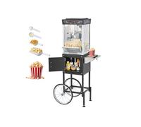 VEVOR Machine à pop‑corn sur chariot 800 W, bol inox 0,2 kg, 48 tasses, commande 2 boutons, noir