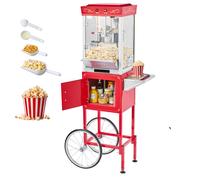 VEVOR Machine à pop-corn éclateur de maïs avec chariot – 800 W, bol 0,2 kg – Rouge