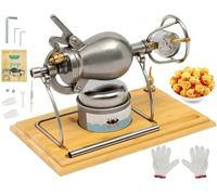 Machine a Pop Corn Chinoise Nostalgique, Mini Popcorn Machine à Riz Soufflé Sous Pression, Appareils à Popcorn Rétro à Manivelle en Acier Inoxydable pour la Maison(Argent,520ml)