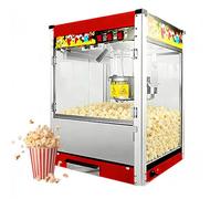 Machine à pop-corn commerciale, bouilloire de 8 oz, machine à pop-corn de comptoir de 1400 W avec cadre en acier et portes en verre trempé pour 30 tasses par lot, commande à 3 interrupteurs