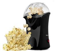 Machine à pop-corn compacte à air chaud sans graisse, design à large ouverture, 1200 W, comprend un verre doseur et un couvercle amovible, noir
