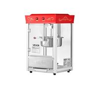 VEVOR Machine à Pop Corn de Comptoir, Éclateur de Maïs 800 W, Grand Bol en Inox 0,2 kg, 48 Tasses par Lot, avec Commande à 2 Boutons, Paroi en Verre, Porte PC, Pelle Doseuse et Cuillères, Rouge