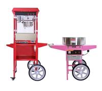 Machine à Pop Corn & Machine à Barbe à Papa avec Chariots - Inox - Bol 226 Gr Pop Corn - Cuve Barbe à Papa 50cm - Parfait pour Professionnels - Fêtes, Evènements, Foires, Mariage, Horeca, CDRH