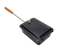 Machine à pop-corn pour grill, poêle à pop-corn manuelle en fer, plateau de cuisson portable, plaque de fabrication d'aliments, ustensile de cuisine avec manche en bois pour la