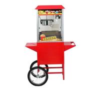 Machine à Pop Corn sur Chariot - 2.2L - Cuve Antiadhésive en Inox avec Agitateur - 200g/Opération - 1440W - Rouge