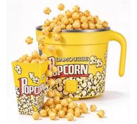 Machine à PopCorn 1L avec Rotation Popcorn Maker avec 10 Sachets à Popcorn | Revêtement Antiadhésif, Prêt en 2,5 Minutes, One-Touch, pour la Maison & Soirée Cinéma,Popcorn, Nouilles & Hot Pot
