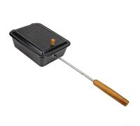 Machine à popcorn de camping avec poignée en bois - Pot de cuisson portable en fer pour la randonnée et le pique-nique - Poêle grill amovible de 25 cm