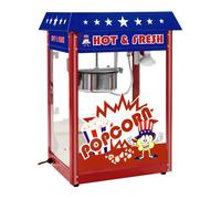 Royal Catering Machine à Popcorn Professionnelle 1.500W, Rendement 5 kg/h, 16 L/h, diamètre marmite antiadhésive 18 cm, rouge avec chariot Design américain Cinéma