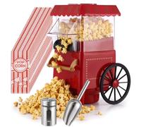 Machine à popcorn, machine à popcorn à air chaud avec pelle, shaker d'assaisonnement et 30 sacs, 23,9 x 18 x 39,9 cm, kit de machine à popcorn rétro portable, 1100 W pour soirée cinéma, fête à la