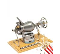 Machine à popcorn rétro à manivelle en acier inoxydable 304 à l'ancienne traditionnelle, pour faire des collations amusantes pour les cinémas maison, les fêtes de camping, etc. (408 ml)