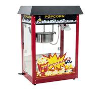 Royal Catering Machine À Popcorn Professionnelle RCPS-16E (1500 W, 5 Kg/Heure, 16 l/h, Marmite ø18 cm, Revêtement Antiadhésif, Rouge, Toit Noir)
