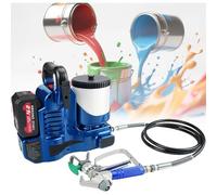 Machine À Pulvériser sans Air sans Fil 600W, Pistolet À Spray Électrique Portable Haute Pression (15MPa) 1,2L, avec Batterie Lithium 21V, 6 Vitesse Réglable, pour Peinture Latex(Blue)