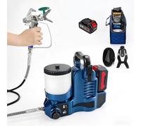 Machine À Pulvériser sans Air sans Fil, Pulvérisateur De Peinture À Main, 15MPa Haute Pression 600W, 6 Vitesses Capacité 1,2L, pour Peinture De Murs Et Plafonds Intérieurs-Extérieurs(Blue)