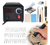 Machine à pyrogravure, brûleur à bois 60 W avec 2 broches, 30 types de fils chauffants, 6 embouts de beauté, température réglable de 200 à 750 °C, pour bois, cuir, matériaux synthétiques, citrouilles